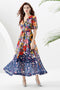 Vintage Floral Chiffon Bohemian V-Neck Long Maxi Dress